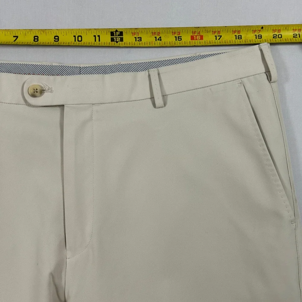 Peter Millar Pants Mens 38 Cream Crown Sport Golf Performance Flat Front Stretch